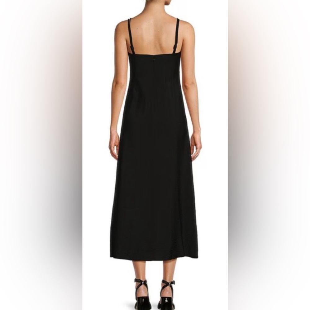 ANTONIO MELANI Black Isabella Satin Slip Square Neck Sleeveless Midi Dress 6 Six - Picture 2 of 10